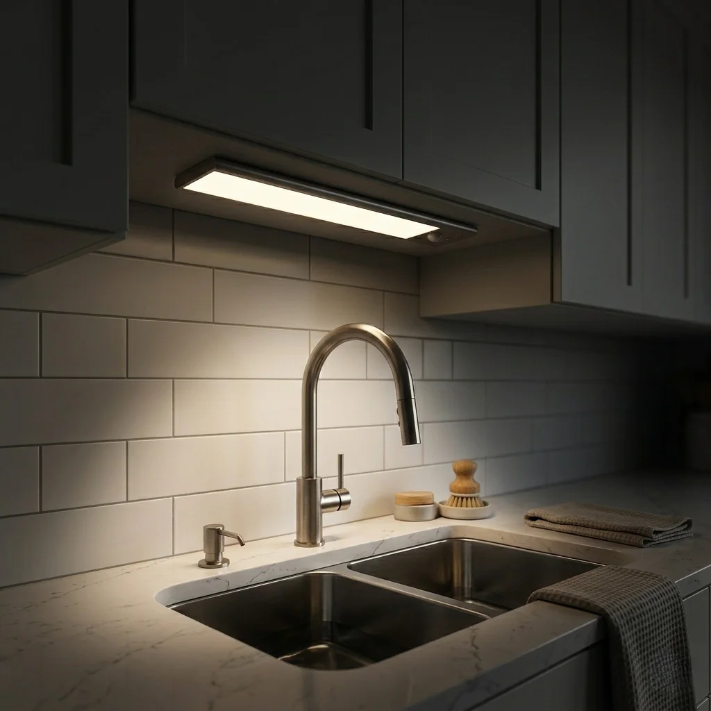 LED illuminating kitchen sink
